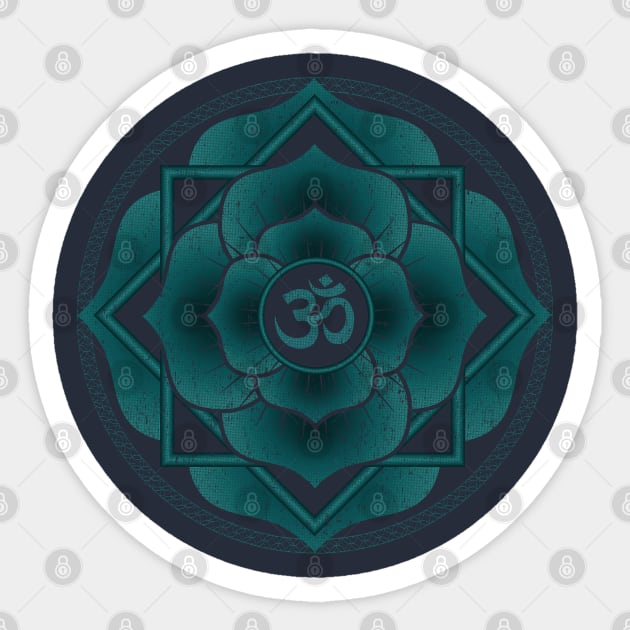 Teal Aum Namaste Lotus Mandala Sticker by Jitterfly